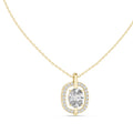2.00ct Oval Labgrown Diamond Halo Pendant Necklace 2ct Yellow Gold