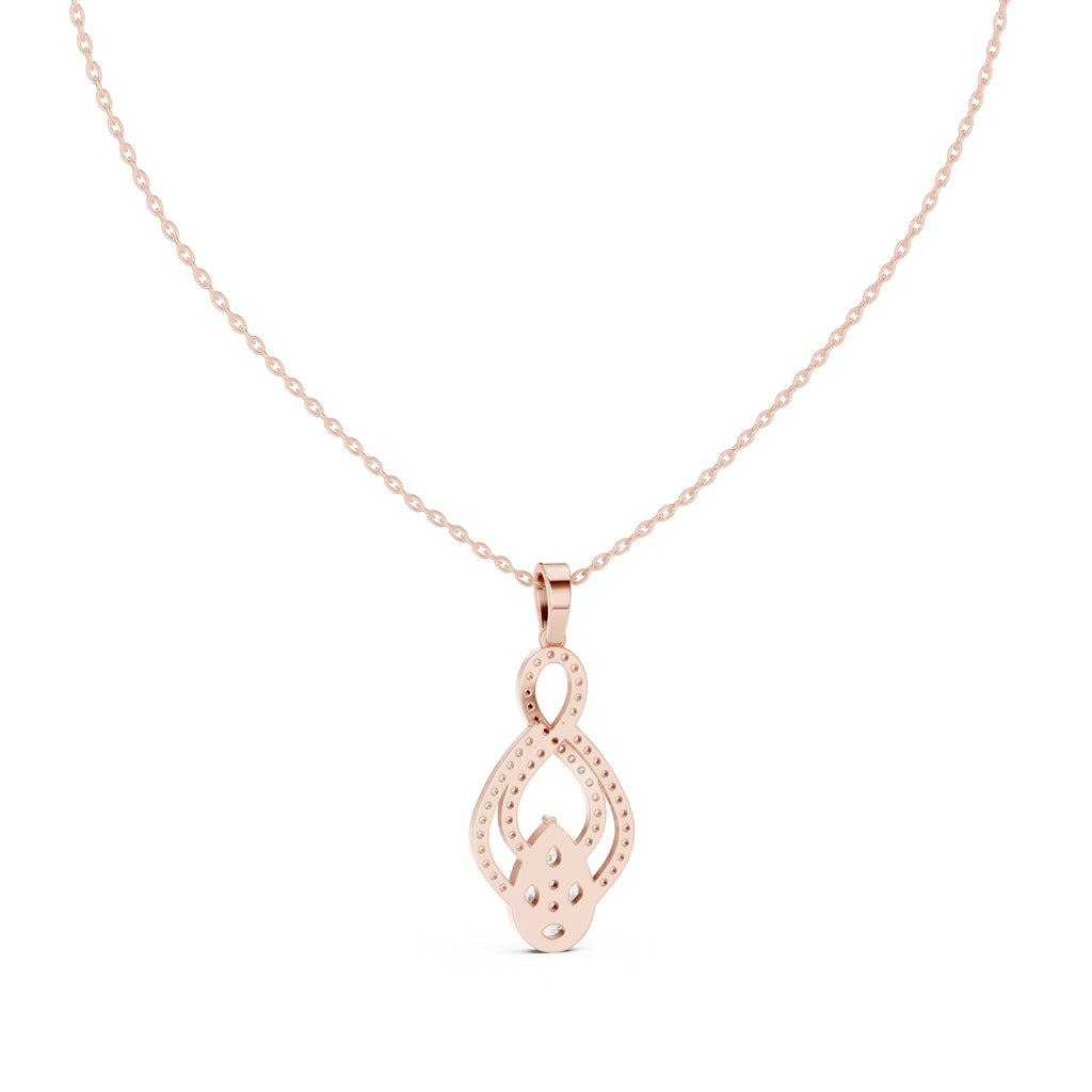 Teardrop Scrollwork Pavé Labgrown Diamond Pendant Necklace Rose Gold