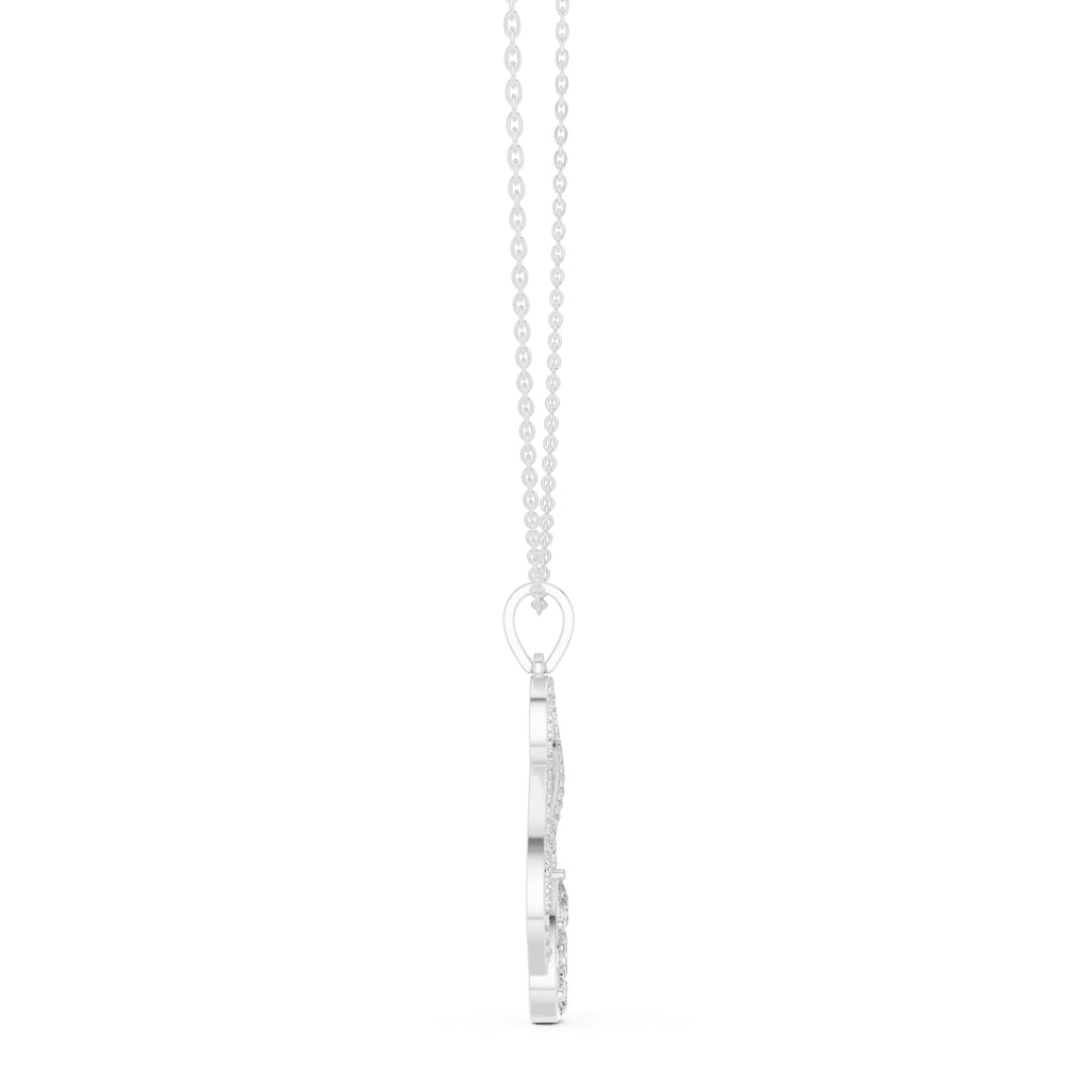 Teardrop Scrollwork Pavé Labgrown Diamond Pendant Necklace White Gold