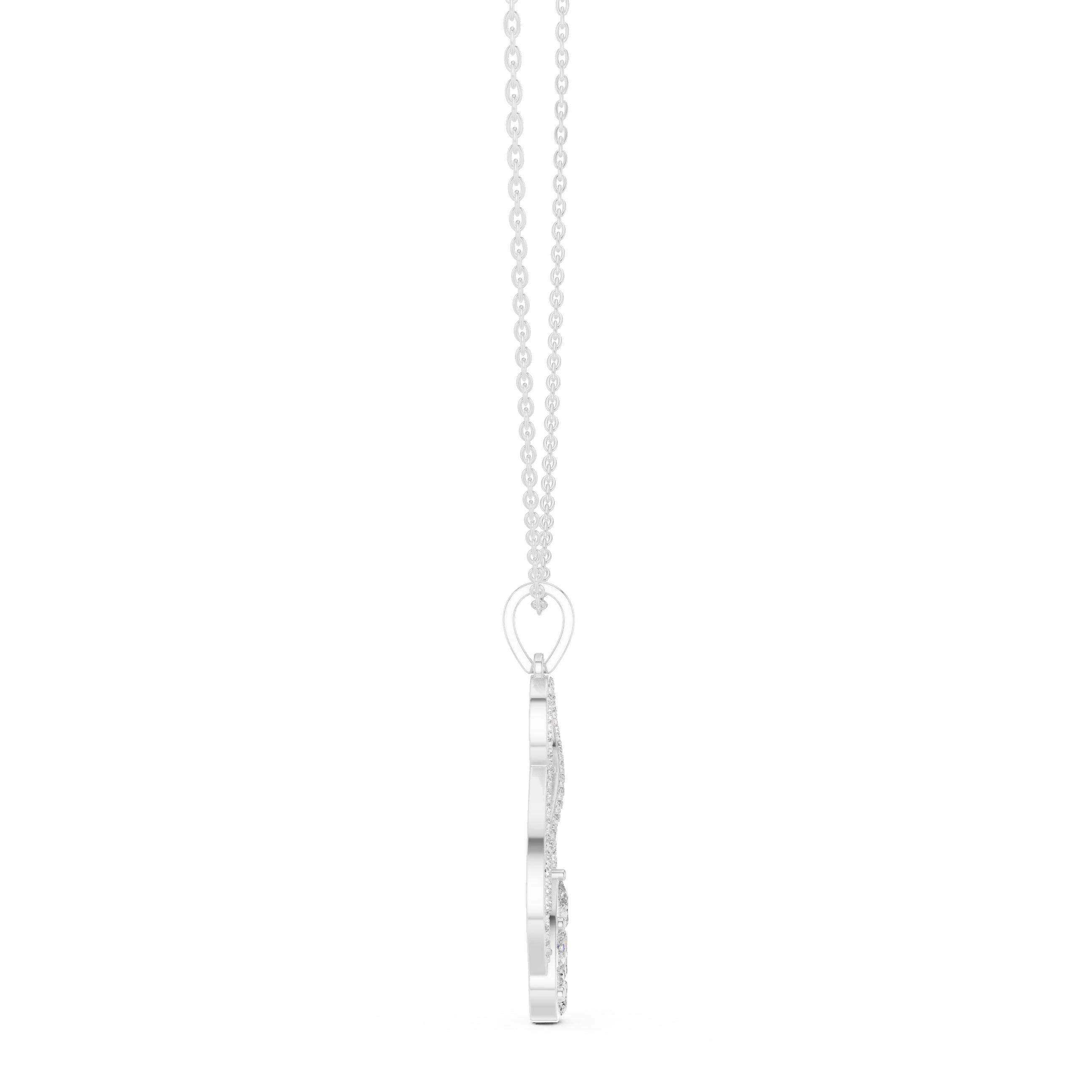 Teardrop Scrollwork Pavé Labgrown Diamond Pendant Necklace White Gold