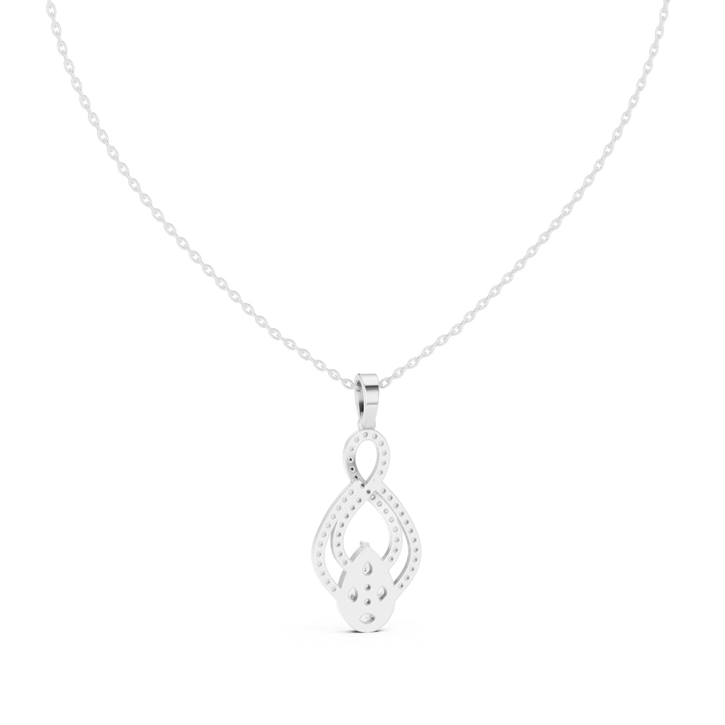 Teardrop Scrollwork Pavé Labgrown Diamond Pendant Necklace White Gold