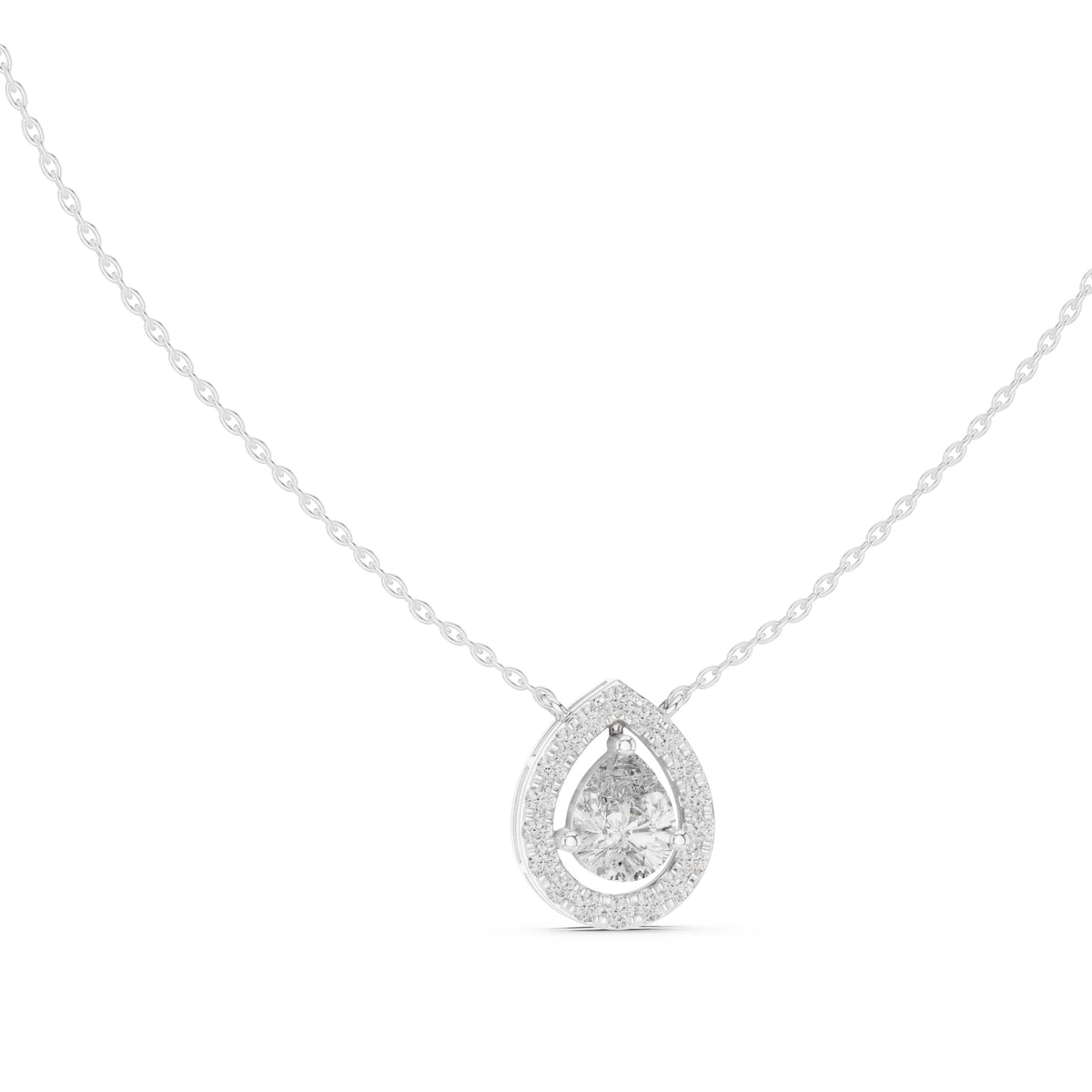 1.50ct Pear Cut Labgrown Diamond Halo Pendant Necklace 1.5ct White Gold