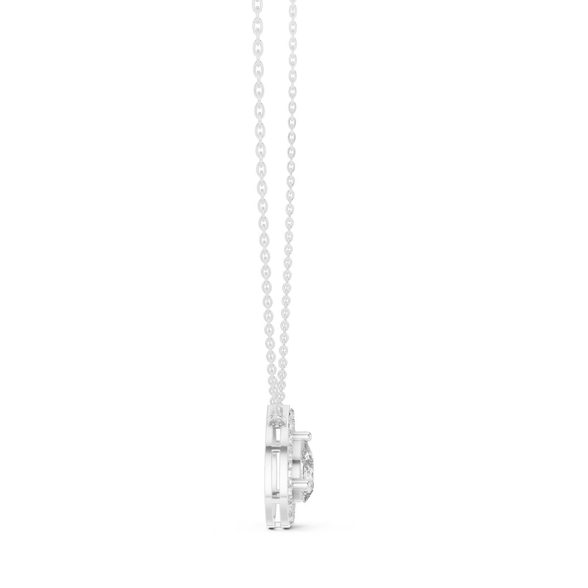 1.50ct Pear Cut Labgrown Diamond Halo Pendant Necklace 1.5ct White Gold