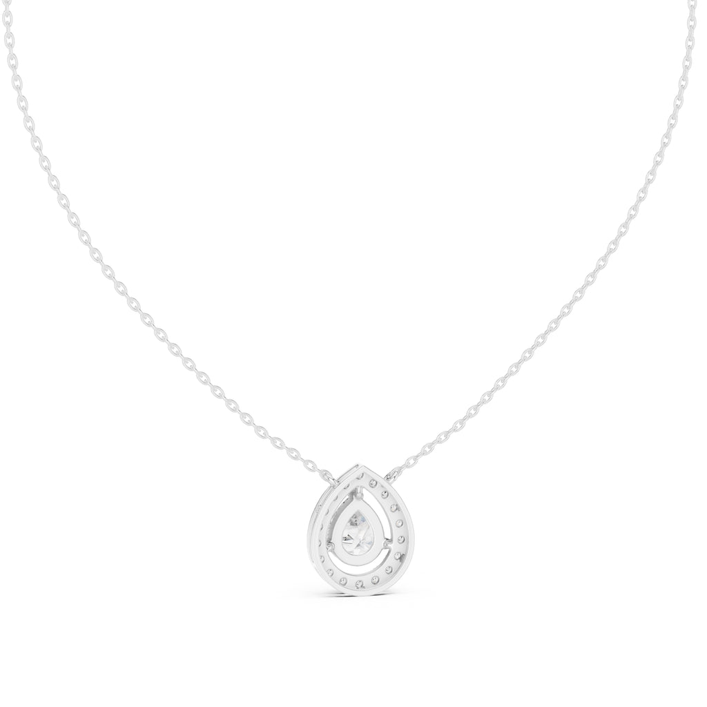 1.50ct Pear Cut Labgrown Diamond Halo Pendant Necklace 1.5ct White Gold