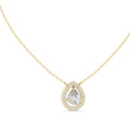 1.50ct Pear Cut Labgrown Diamond Halo Pendant Necklace 1.5ct Yellow Gold
