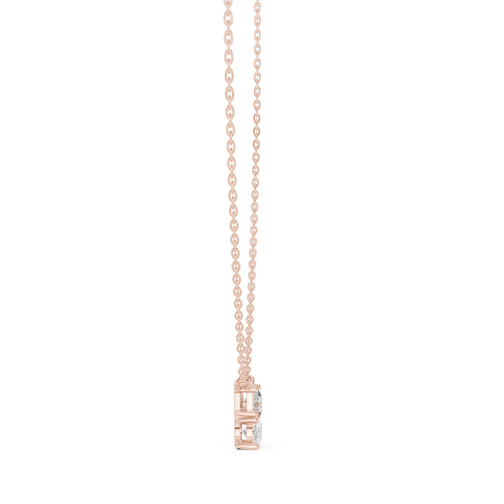 Multi-Shape Mixed Cut Labgrown Diamond Cluster Pendant Necklace Rose Gold