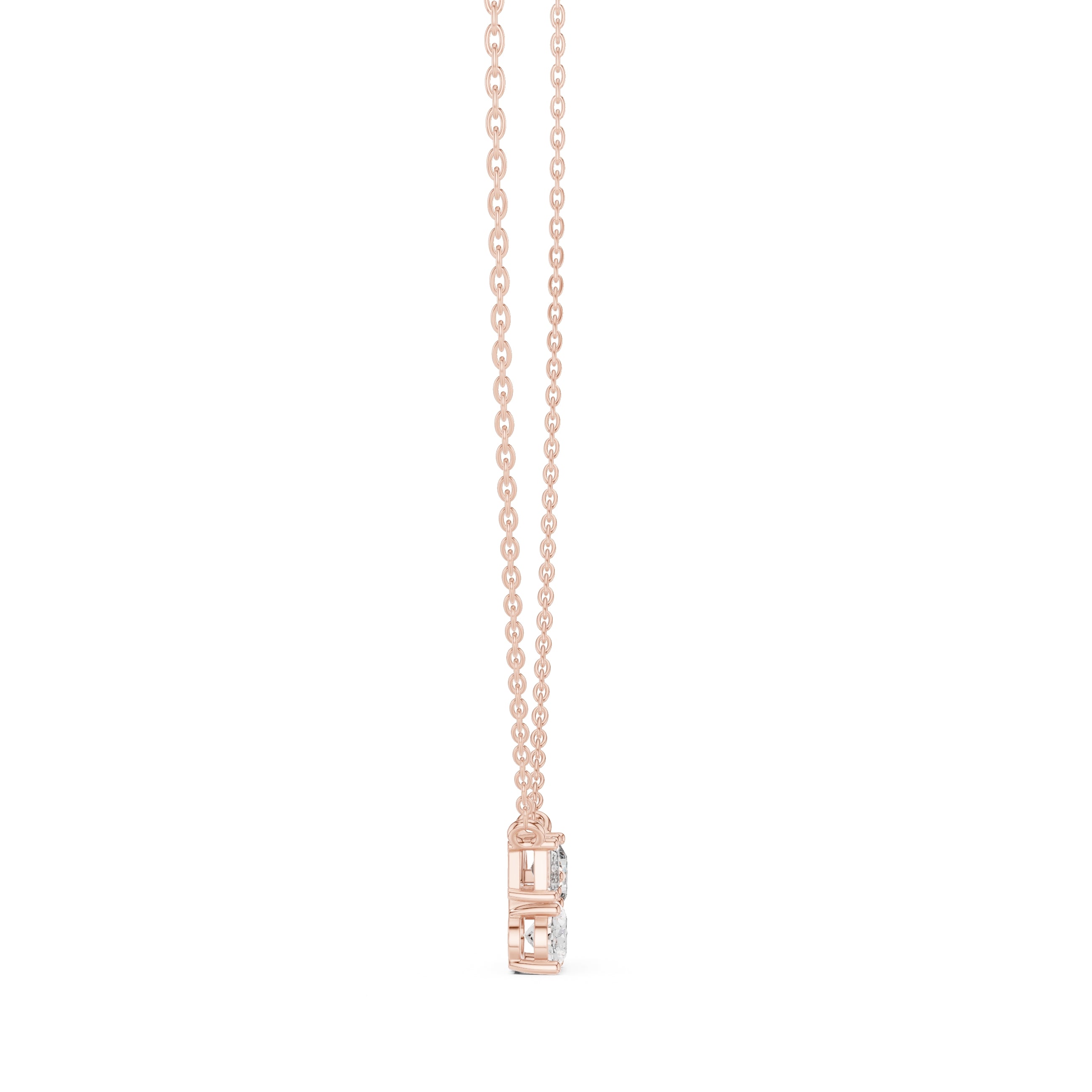 Multi-Shape Mixed Cut Labgrown Diamond Cluster Pendant Necklace Rose Gold