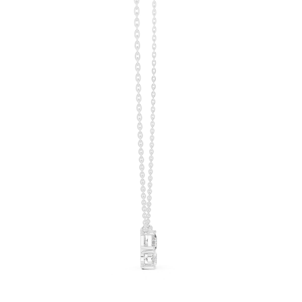 Multi-Shape Mixed Cut Labgrown Diamond Cluster Pendant Necklace White Gold