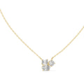 Multi-Shape Mixed Cut Labgrown Diamond Cluster Pendant Necklace Yellow Gold