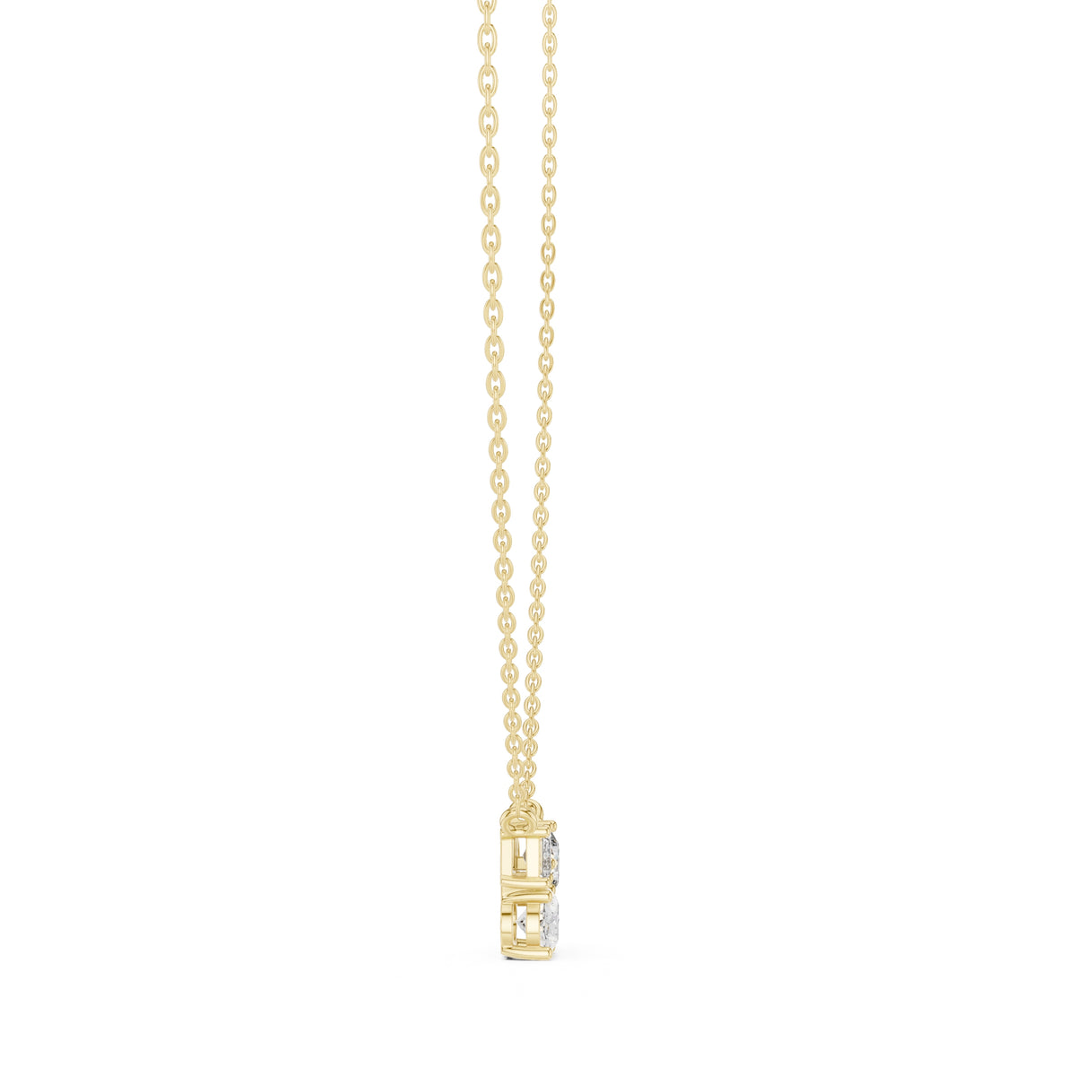 Multi-Shape Mixed Cut Labgrown Diamond Cluster Pendant Necklace Yellow Gold