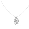Multi-Stone Emerald Cut Labgrown Diamond Cluster Pendant Necklace White Gold