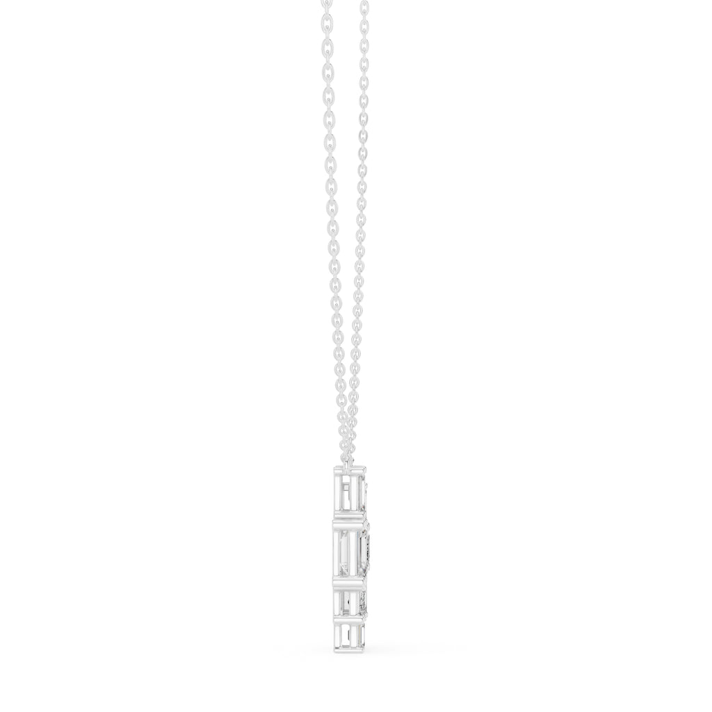 Multi-Stone Emerald Cut Labgrown Diamond Cluster Pendant Necklace White Gold