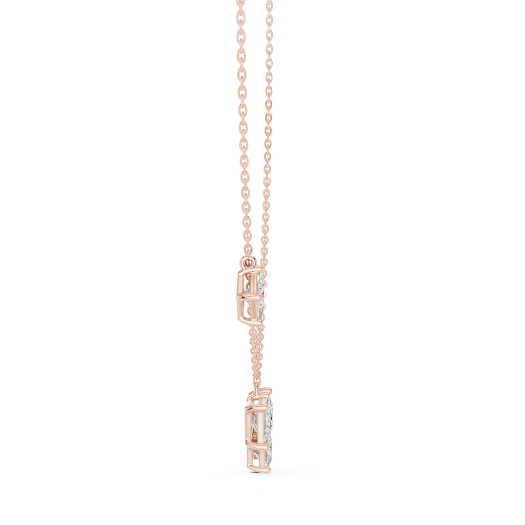 Multi-Stone Princess Cut Labgrown Diamond Necklace with Station Stone 0.9ct Rose Gold