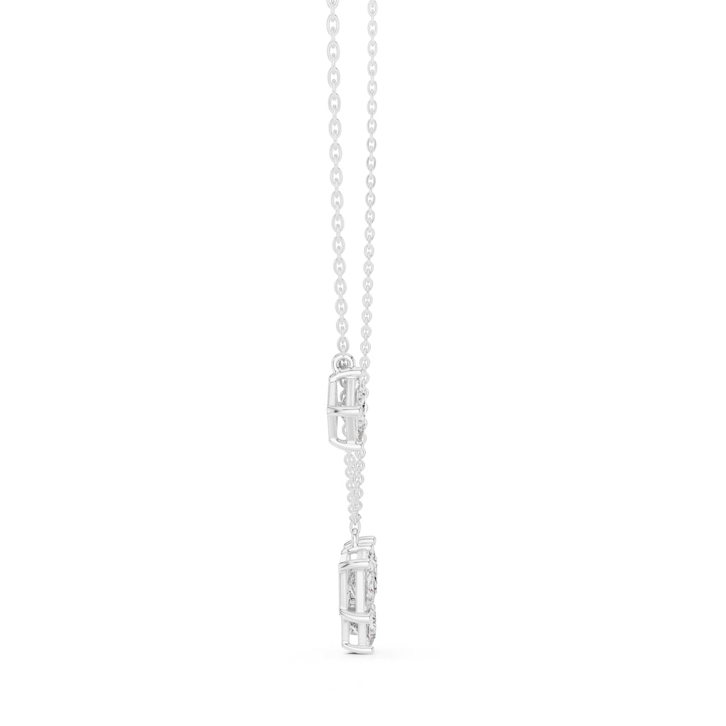 Multi-Stone Princess Cut Labgrown Diamond Necklace with Station Stone 0.9ct White Gold