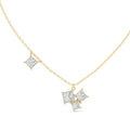 Multi-Stone Princess Cut Labgrown Diamond Necklace with Station Stone 0.9ct Yellow Gold
