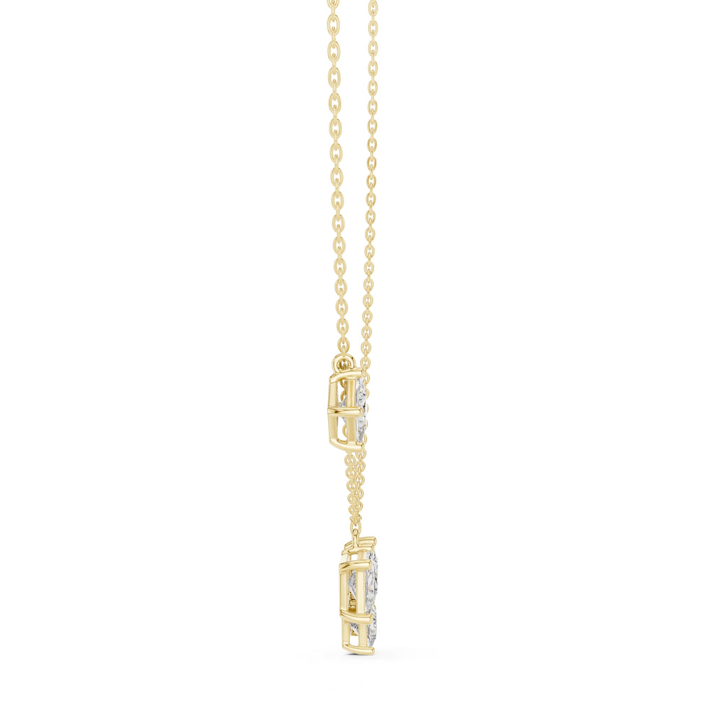 Multi-Stone Princess Cut Labgrown Diamond Necklace with Station Stone 0.9ct Yellow Gold