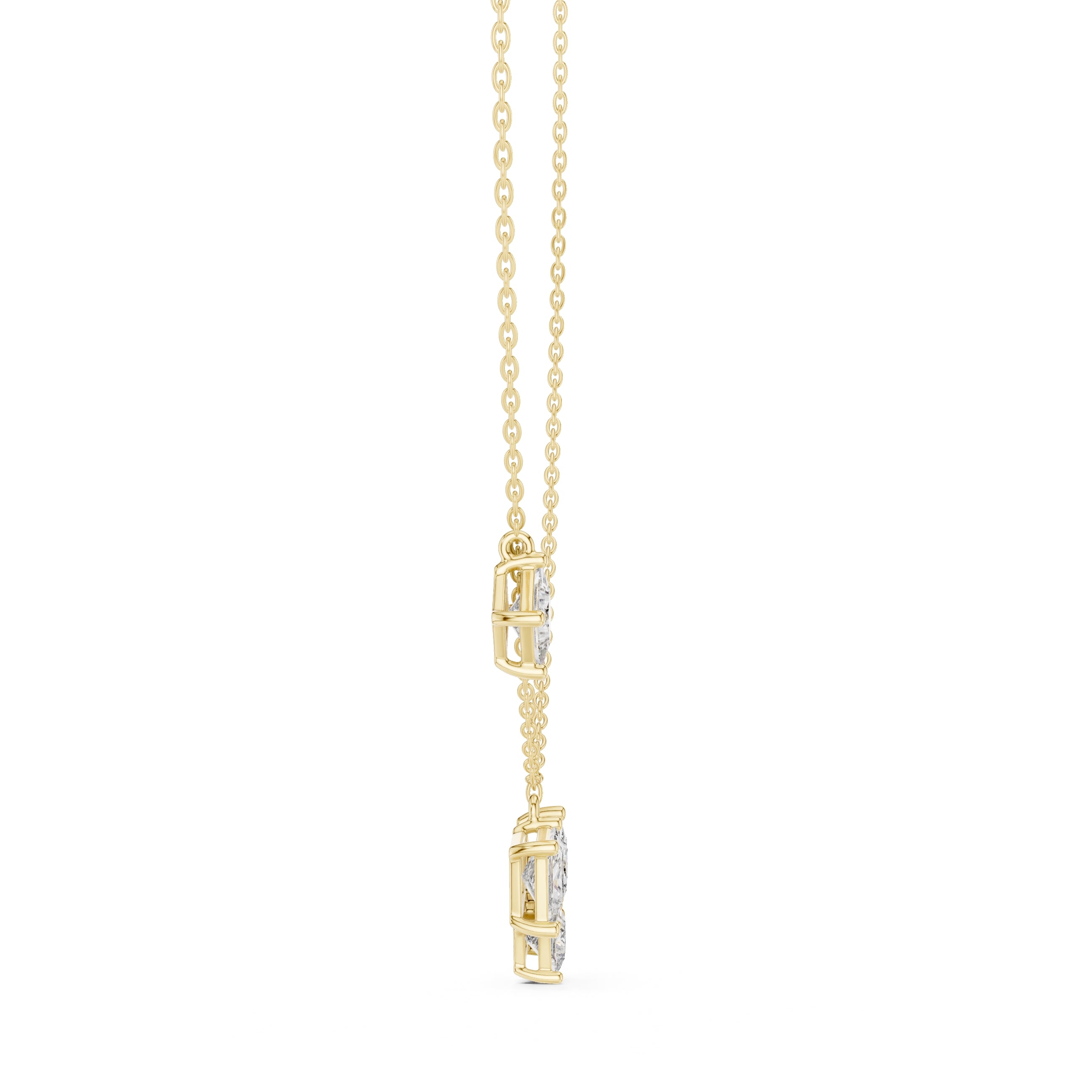 Multi-Stone Princess Cut Labgrown Diamond Necklace with Station Stone 0.9ct Yellow Gold
