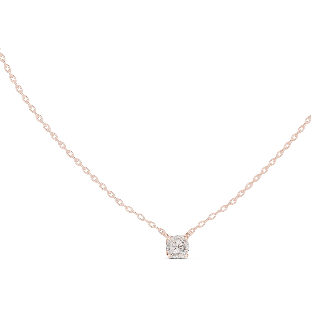 Classic 0.50ct Single Stone Labgrown Diamond Necklace 0.5ct Rose Gold
