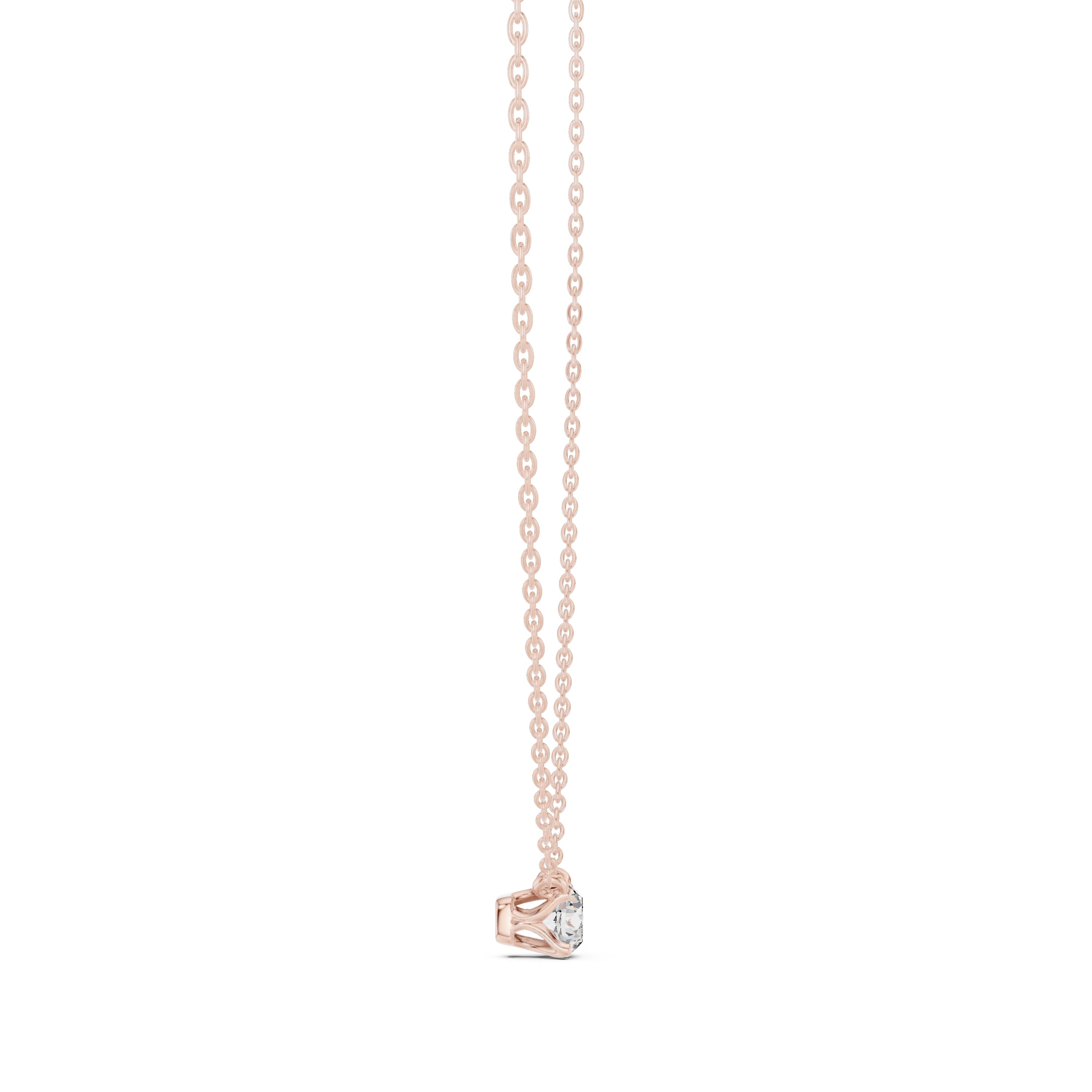 Classic 0.50ct Single Stone Labgrown Diamond Necklace 0.5ct Rose Gold