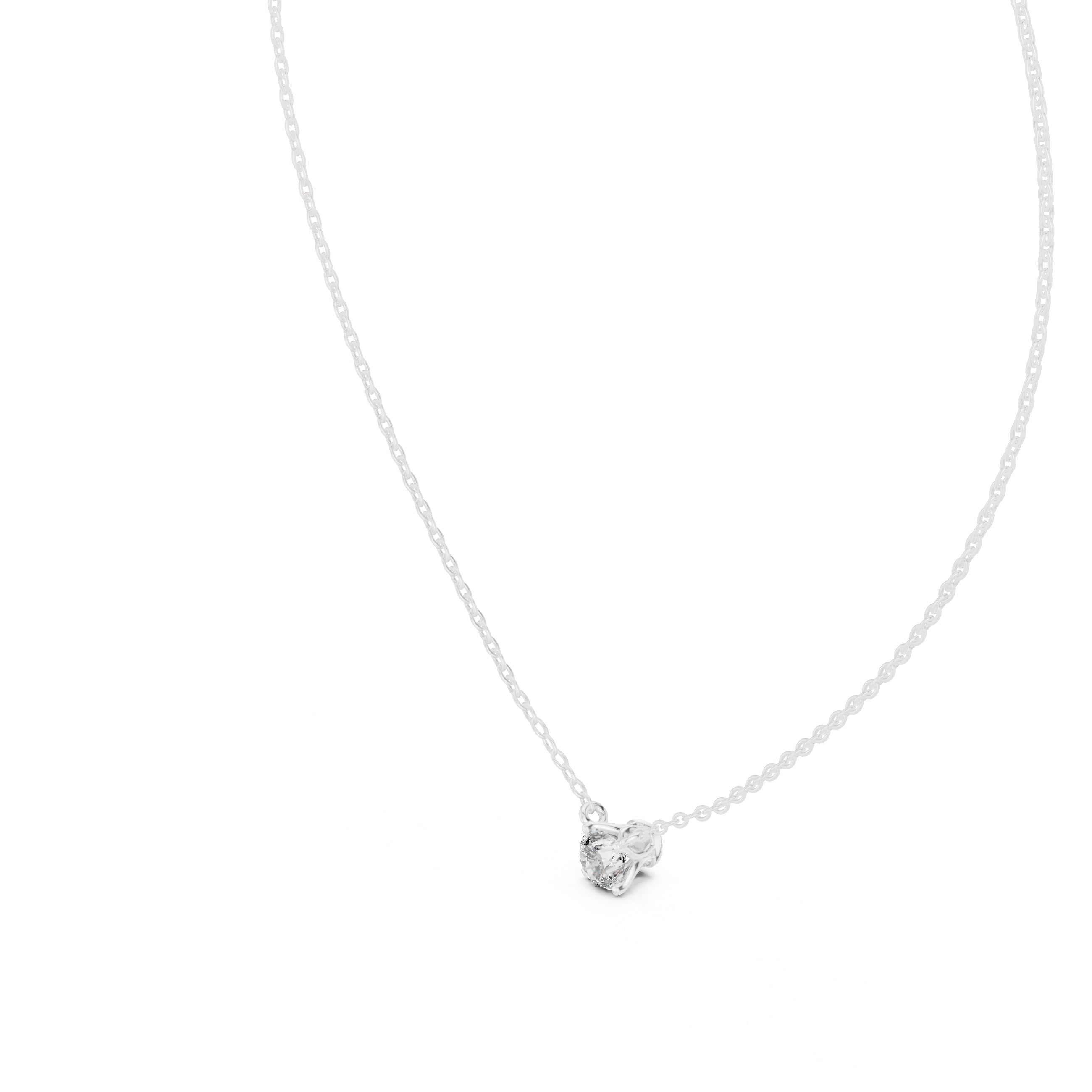 Classic 0.50ct Single Stone Labgrown Diamond Necklace 0.5ct White Gold