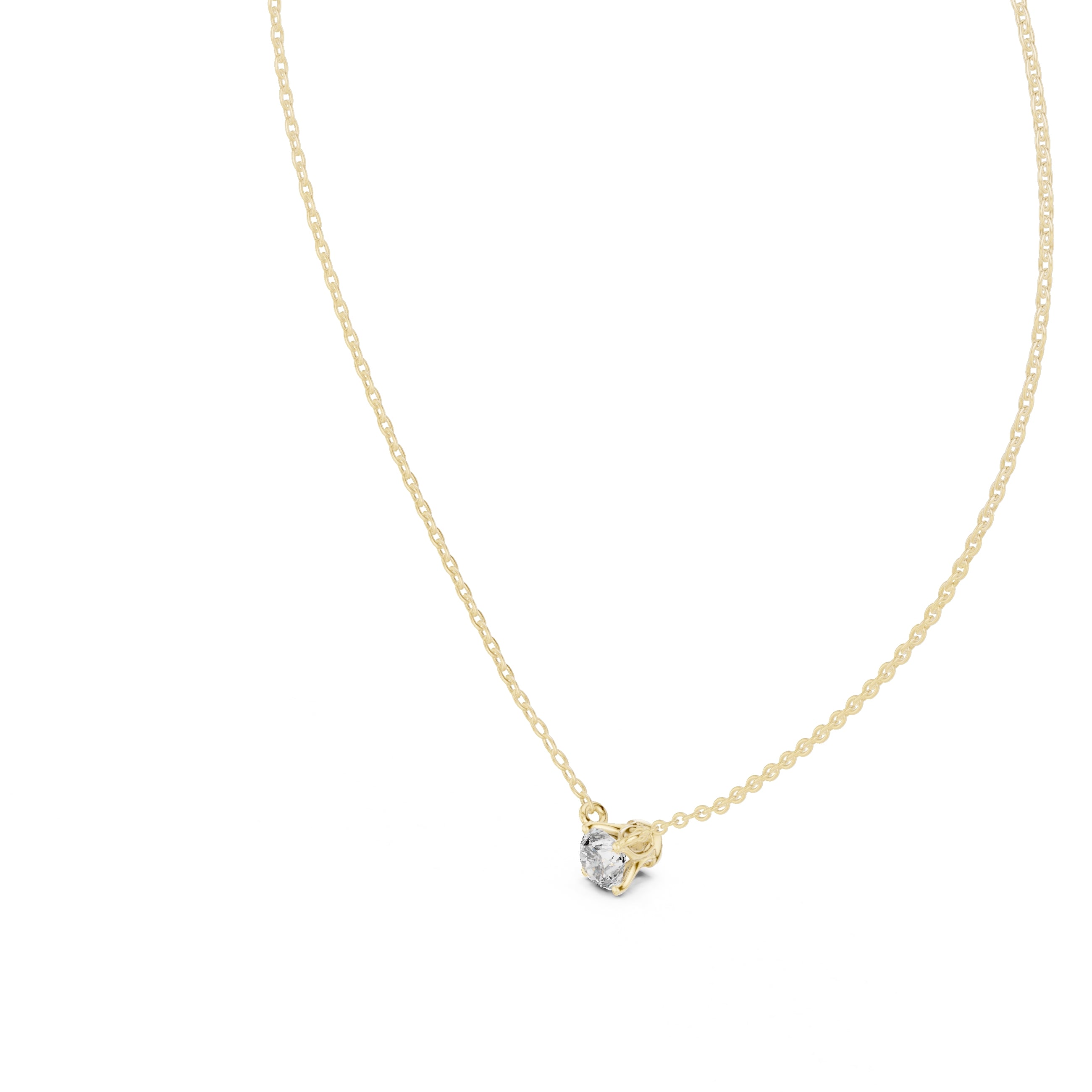 Classic 0.50ct Single Stone Labgrown Diamond Necklace 0.5ct Yellow Gold