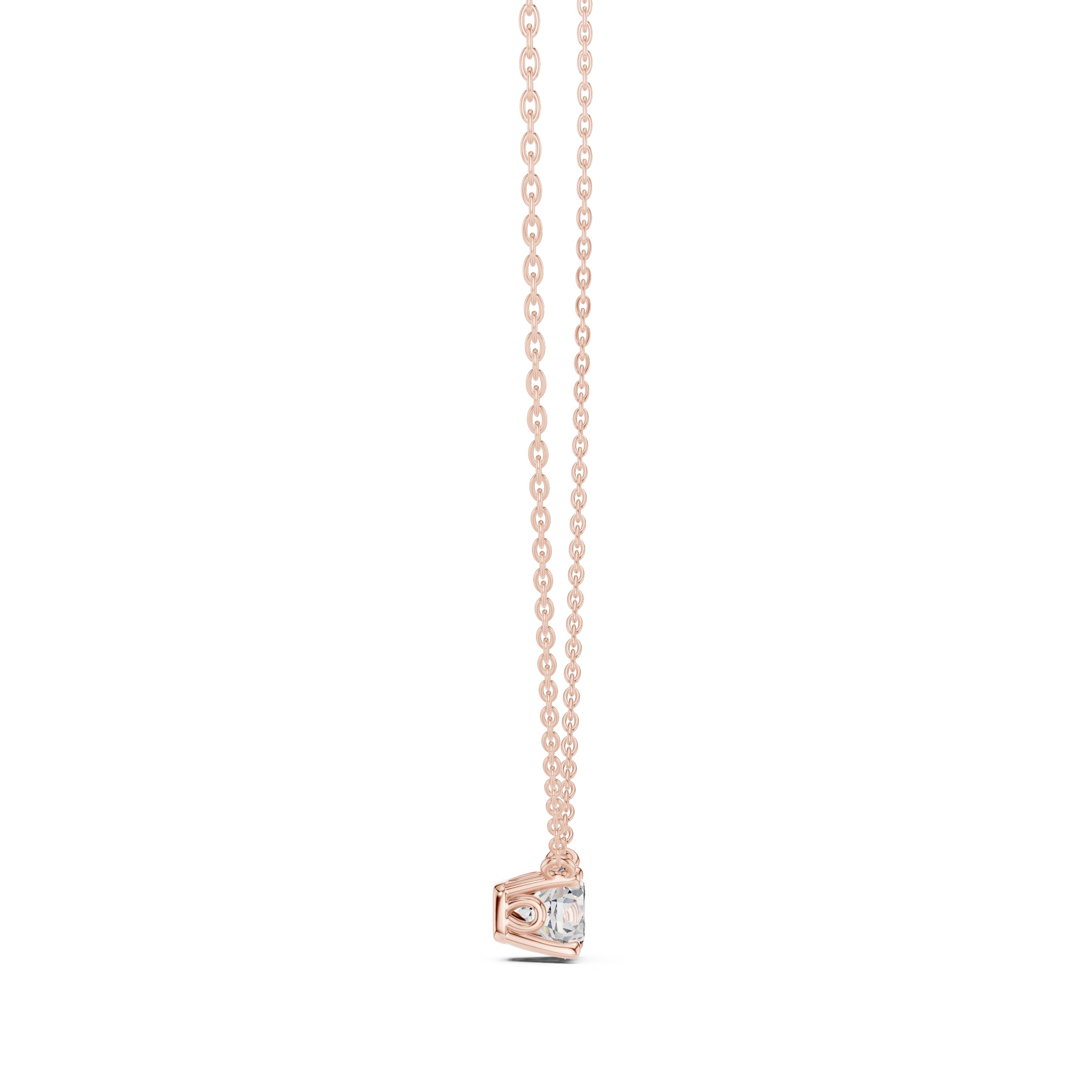 Classic 1.00ct Single Stone Labgrown Diamond Necklace 1ct Rose Gold