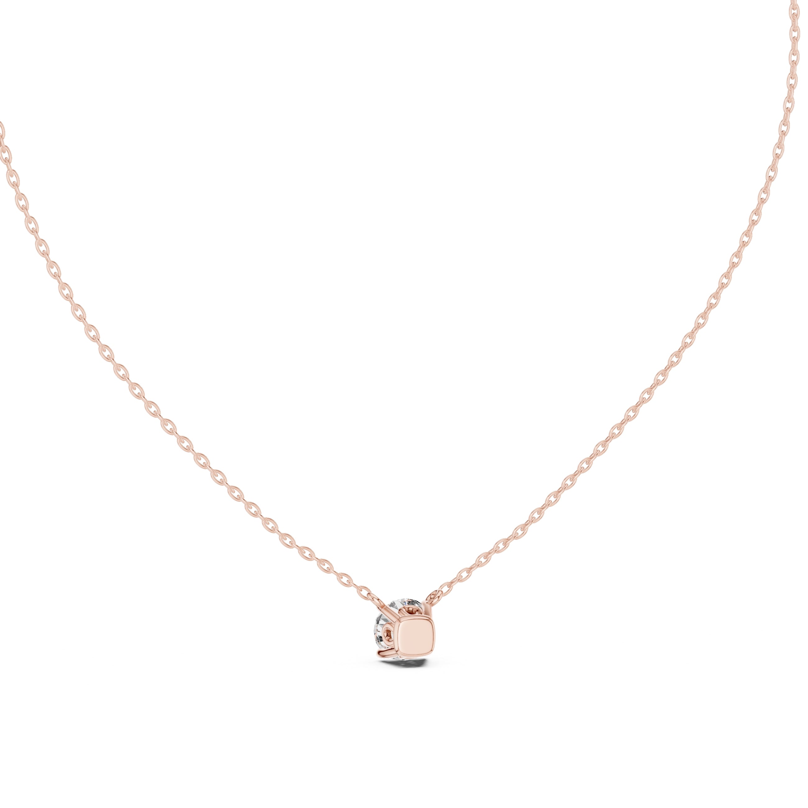 Classic 1.00ct Single Stone Labgrown Diamond Necklace 1ct Rose Gold