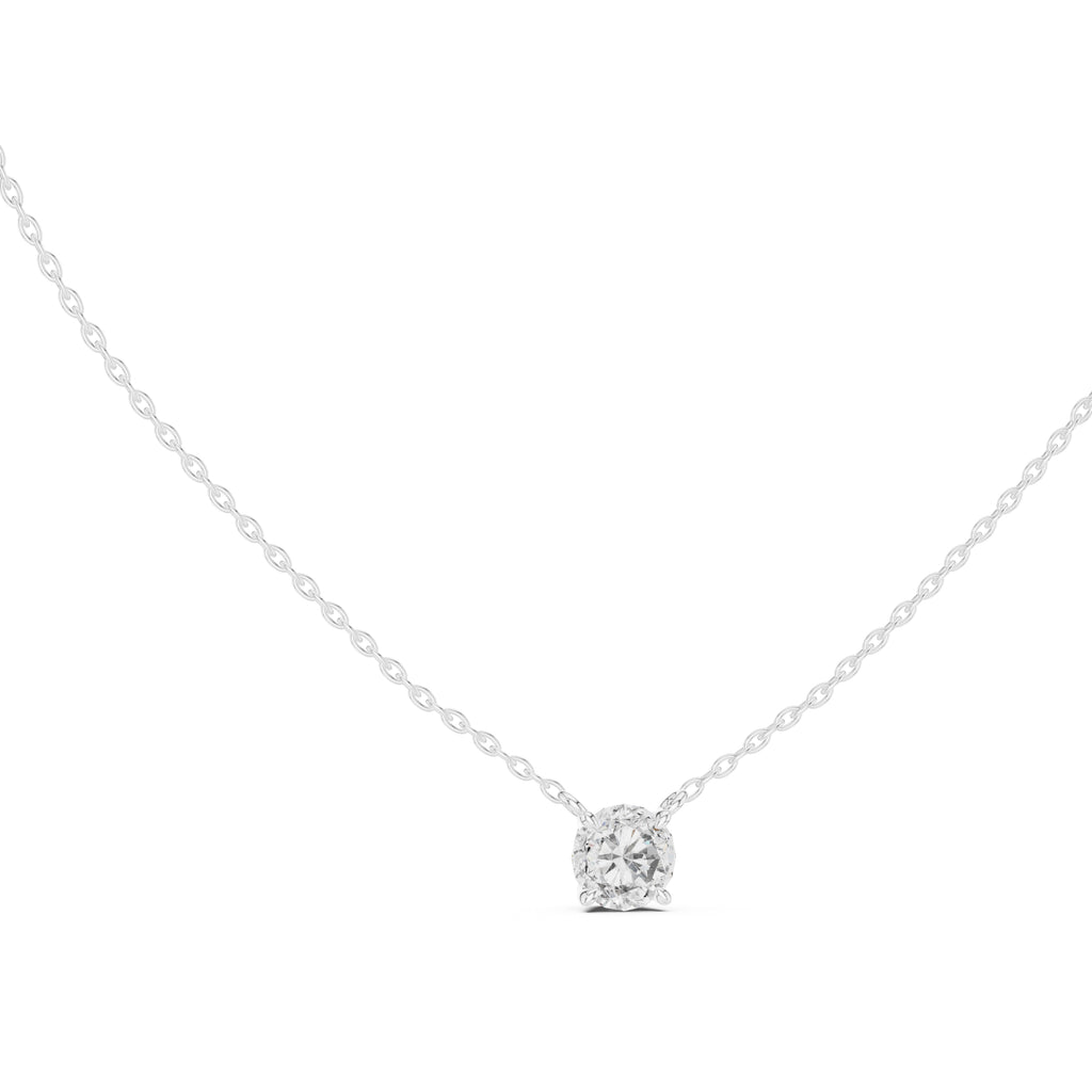 Classic 1.00ct Single Stone Labgrown Diamond Necklace 1ct White Gold