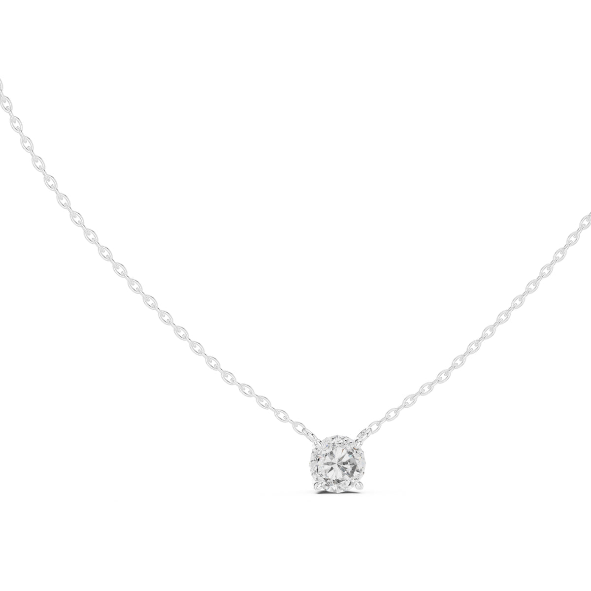 Classic 1.00ct Single Stone Labgrown Diamond Necklace 1ct White Gold