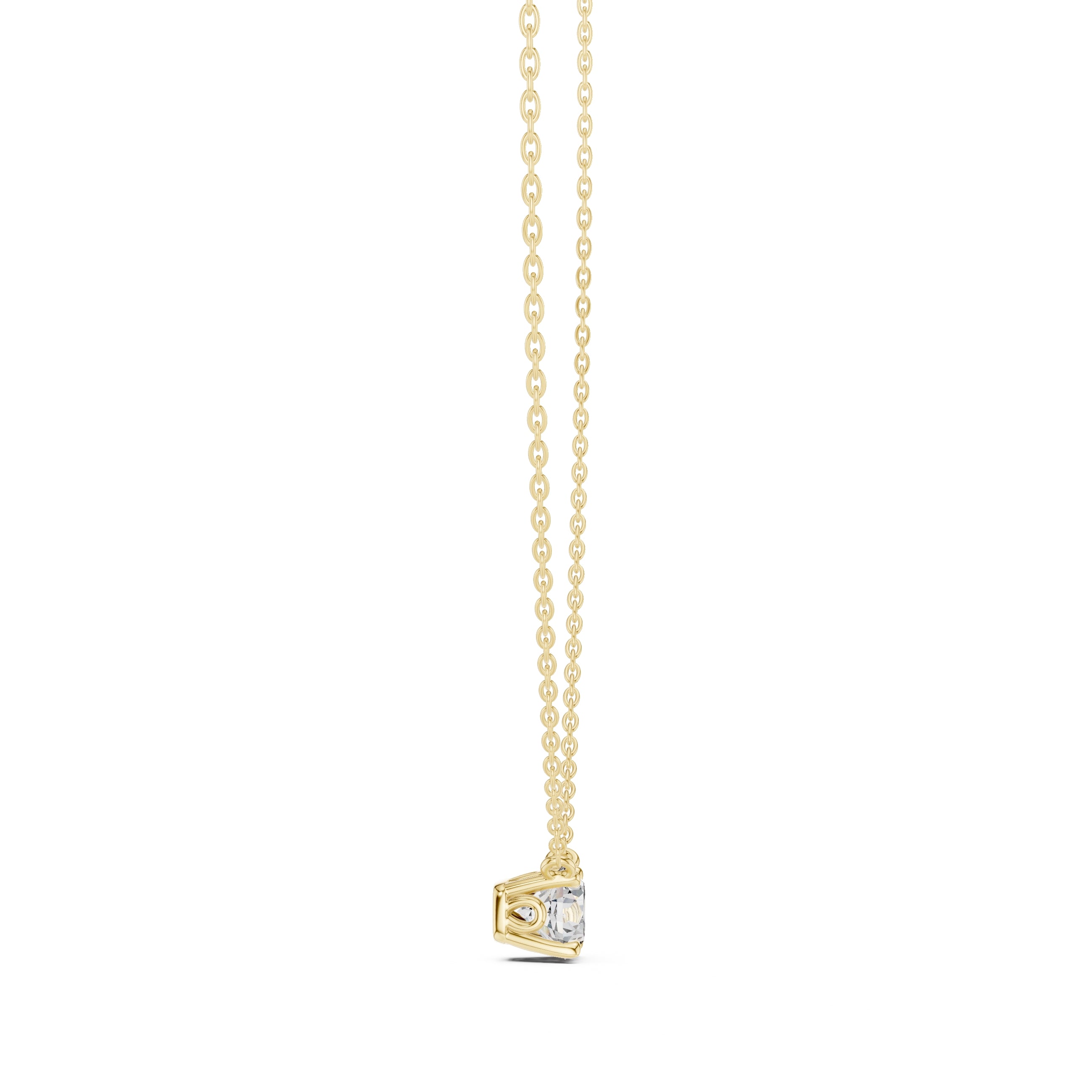 Classic 1.00ct Single Stone Labgrown Diamond Necklace 1ct Yellow Gold