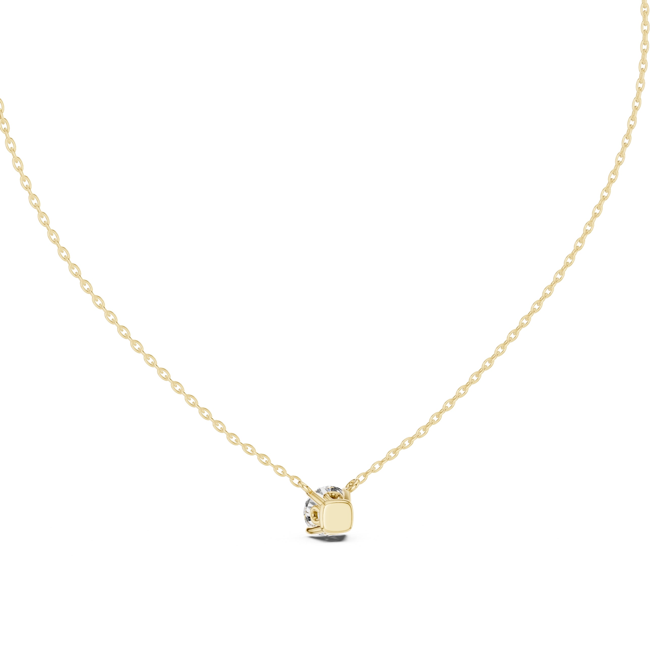 Classic 1.00ct Single Stone Labgrown Diamond Necklace 1ct Yellow Gold