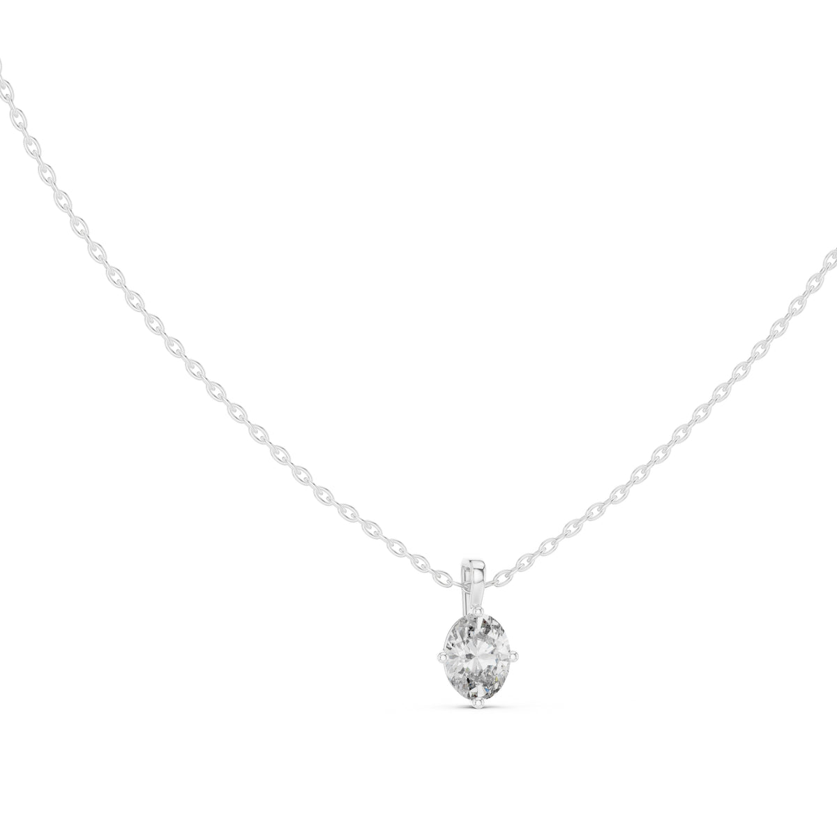 1.00ct Oval Labgrown Diamond Solitaire Pendant Necklace 1ct White Gold