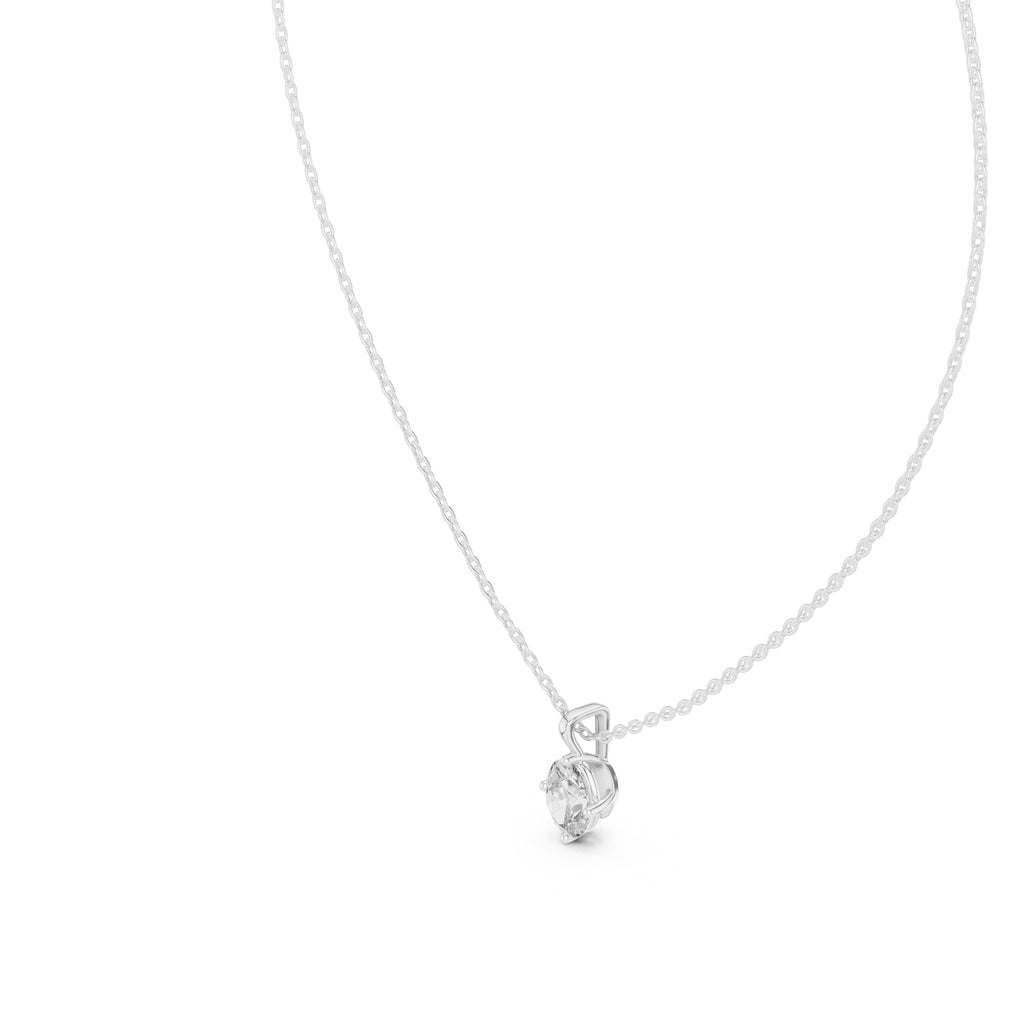 1.00ct Oval Labgrown Diamond Solitaire Pendant Necklace 1ct White Gold