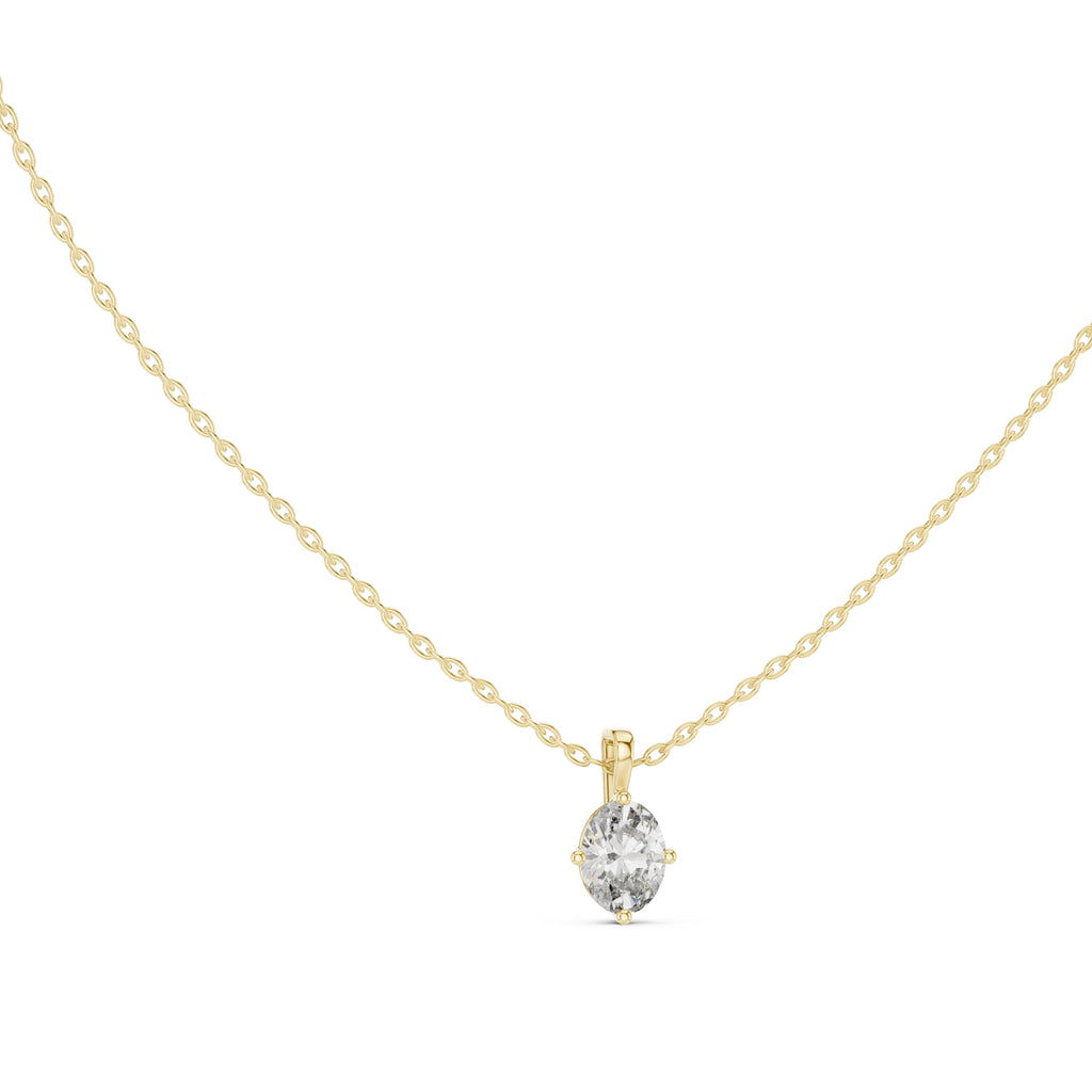 1.00ct Oval Labgrown Diamond Solitaire Pendant Necklace 1ct Yellow Gold