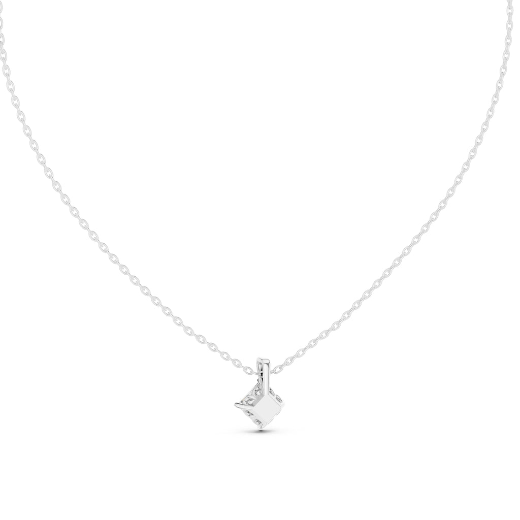 Classic 1.00ct Single Stone Square Labgrown Diamond Necklace 1ct White Gold