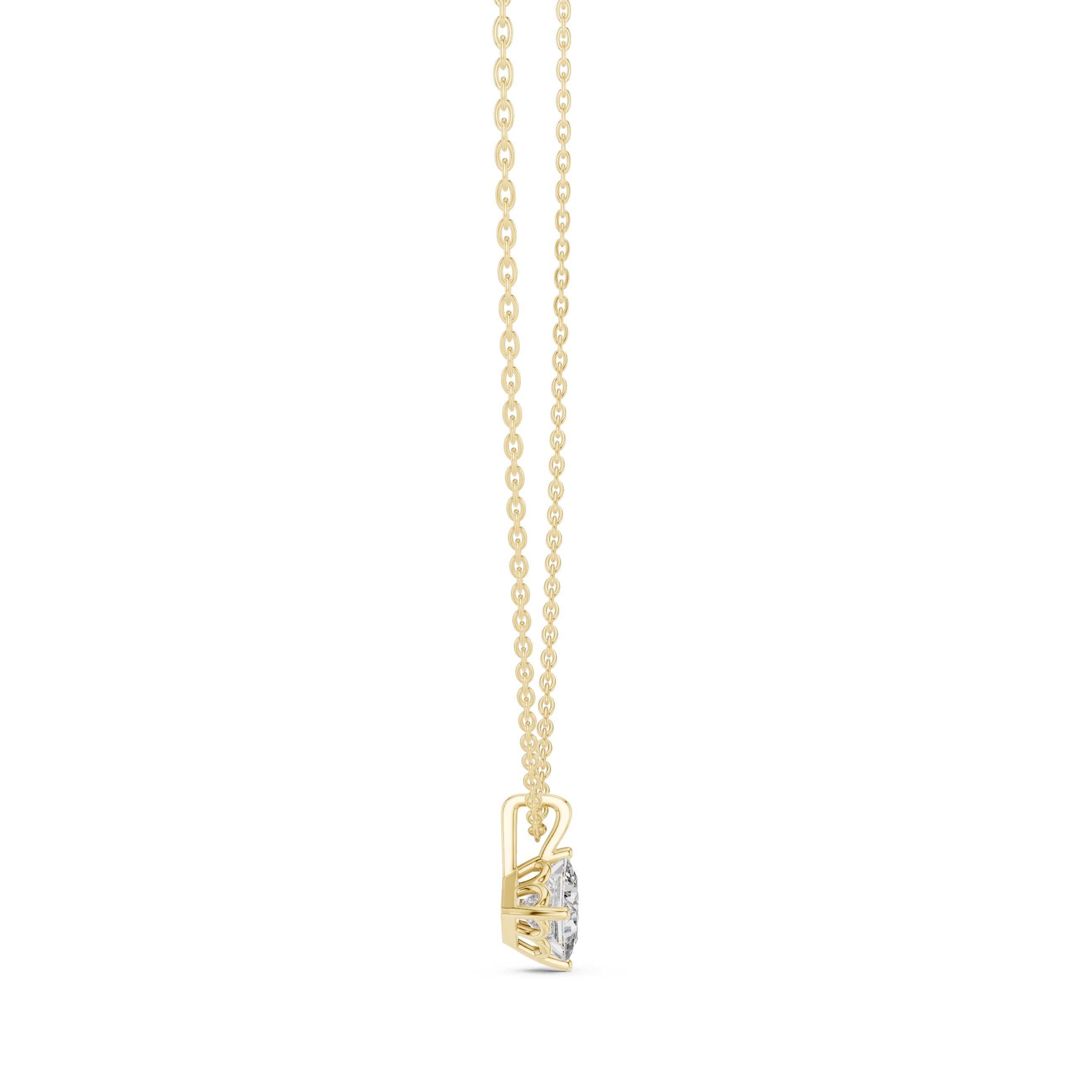 Classic 1.00ct Single Stone Square Labgrown Diamond Necklace 1ct Yellow Gold