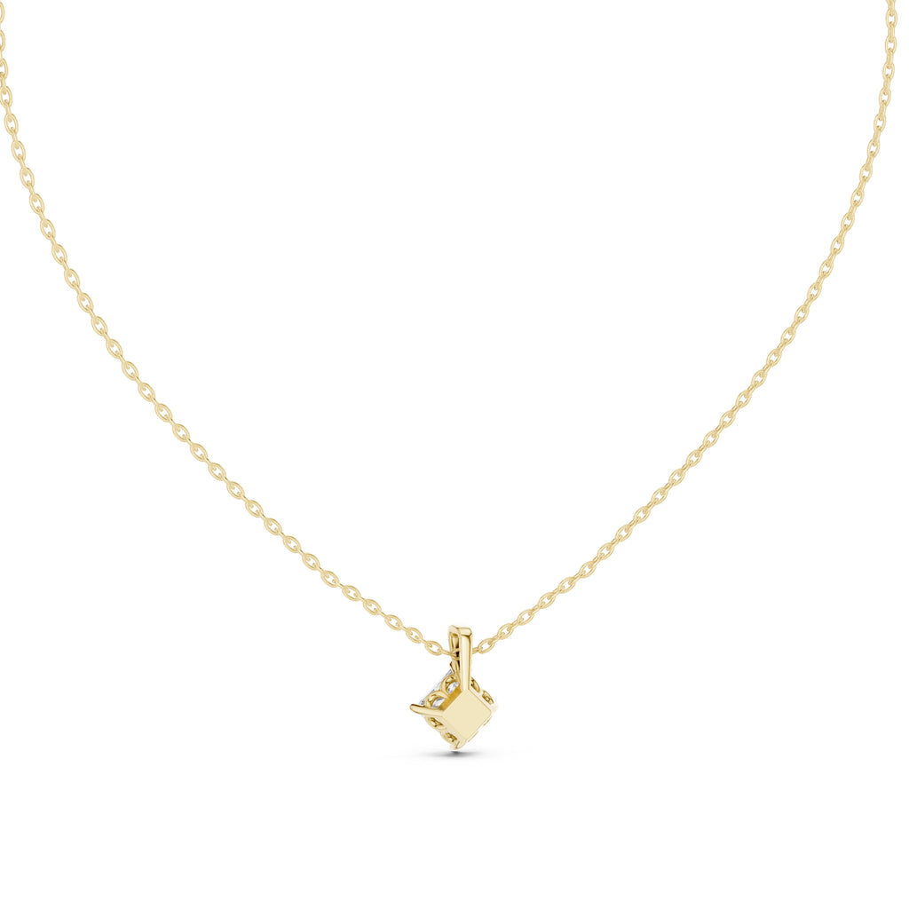 Classic 1.00ct Single Stone Square Labgrown Diamond Necklace 1ct Yellow Gold