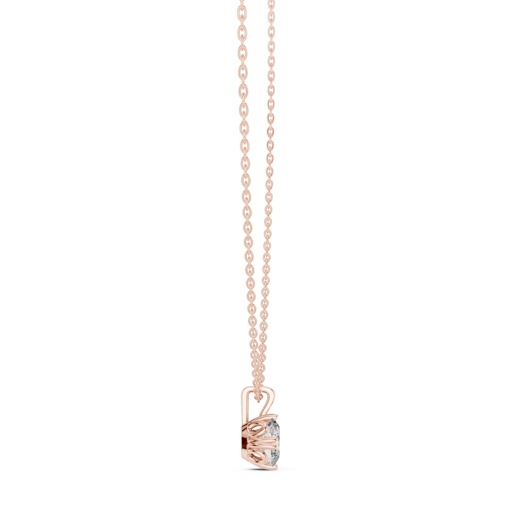 Classic 1.00ct Single Stone Oval Labgrown Diamond Necklace 1ct Rose Gold