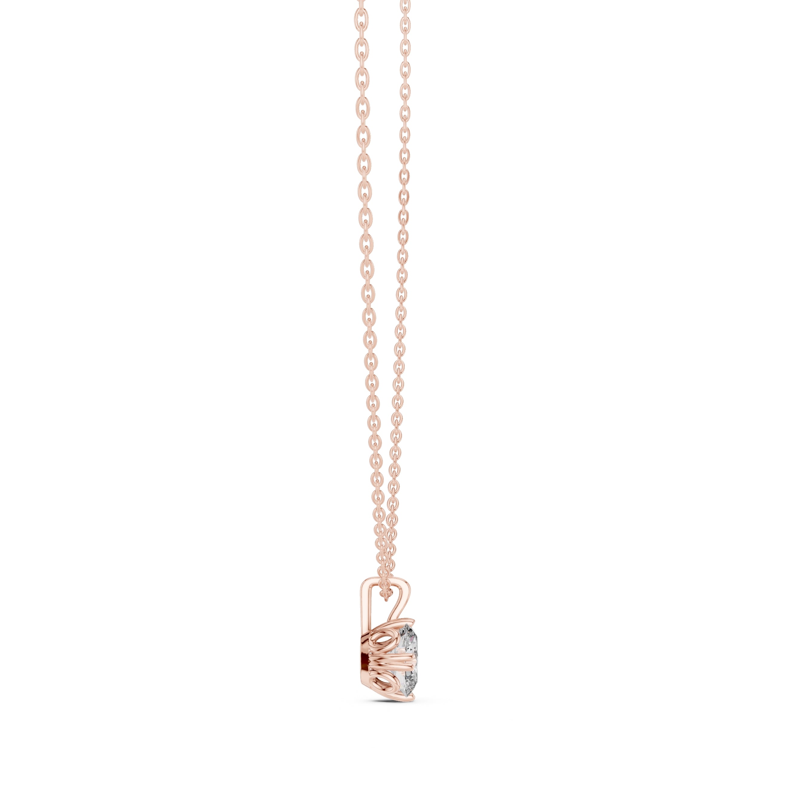 Classic 1.00ct Single Stone Oval Labgrown Diamond Necklace 1ct Rose Gold