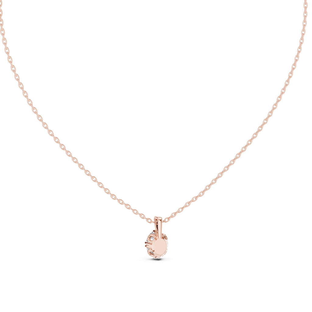 Classic 1.00ct Single Stone Oval Labgrown Diamond Necklace 1ct Rose Gold