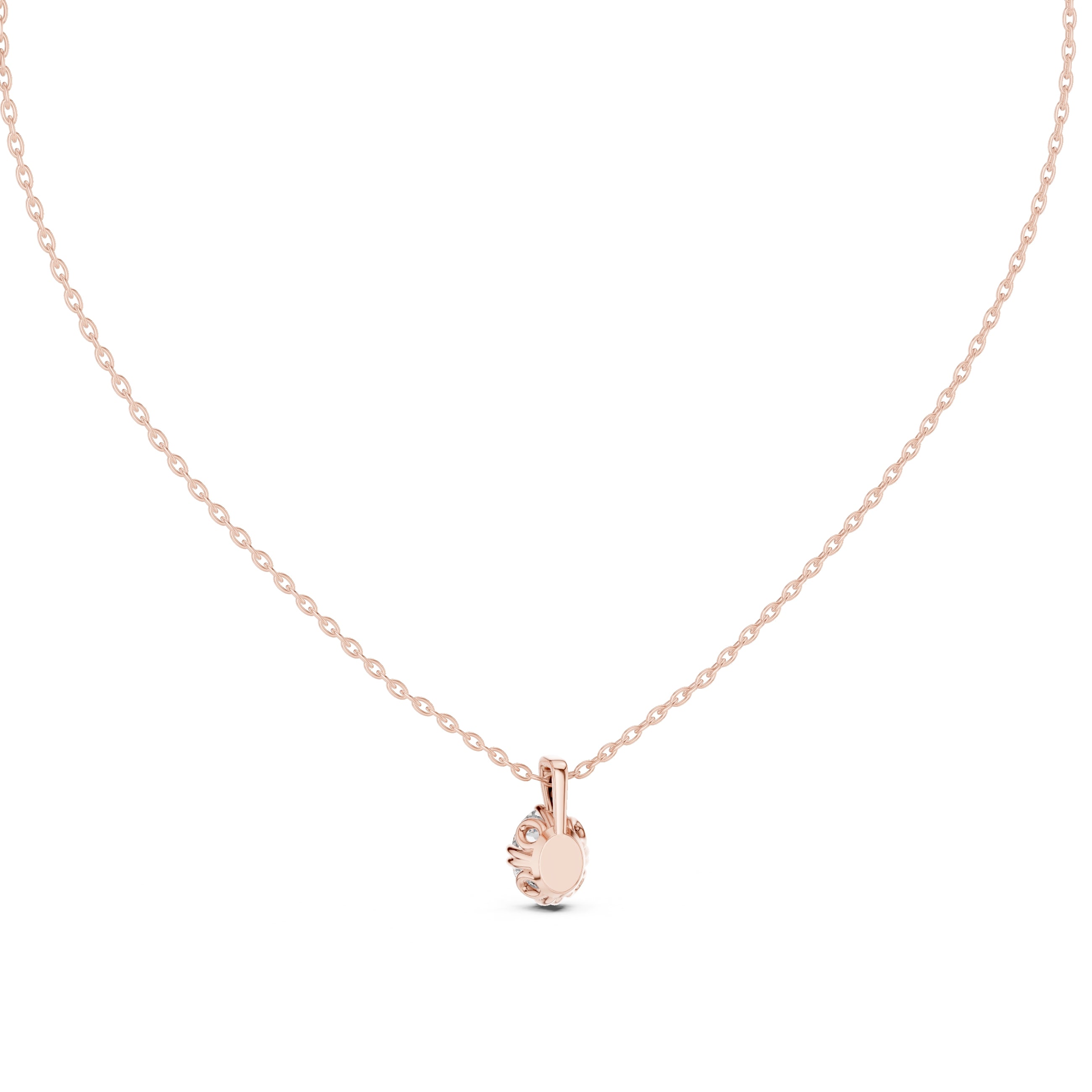 Classic 1.00ct Single Stone Oval Labgrown Diamond Necklace 1ct Rose Gold
