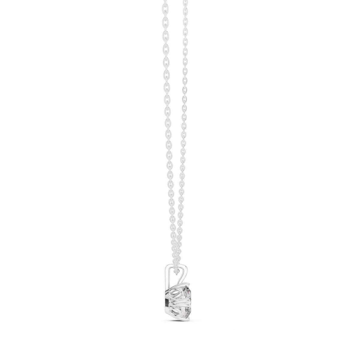 Classic 1.00ct Single Stone Oval Labgrown Diamond Necklace 1ct White Gold