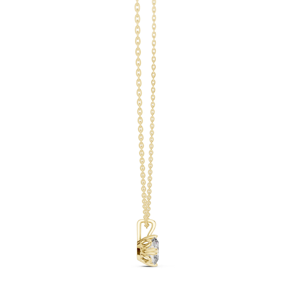 Classic 1.00ct Single Stone Oval Labgrown Diamond Necklace 1ct Yellow Gold