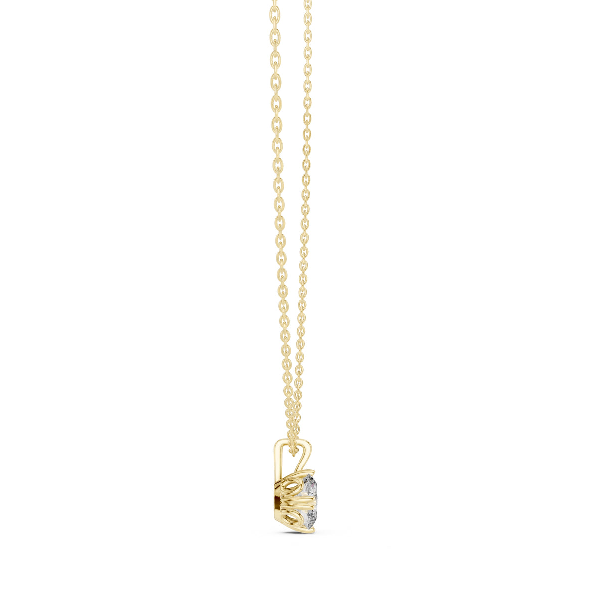 Classic 1.00ct Single Stone Oval Labgrown Diamond Necklace 1ct Yellow Gold