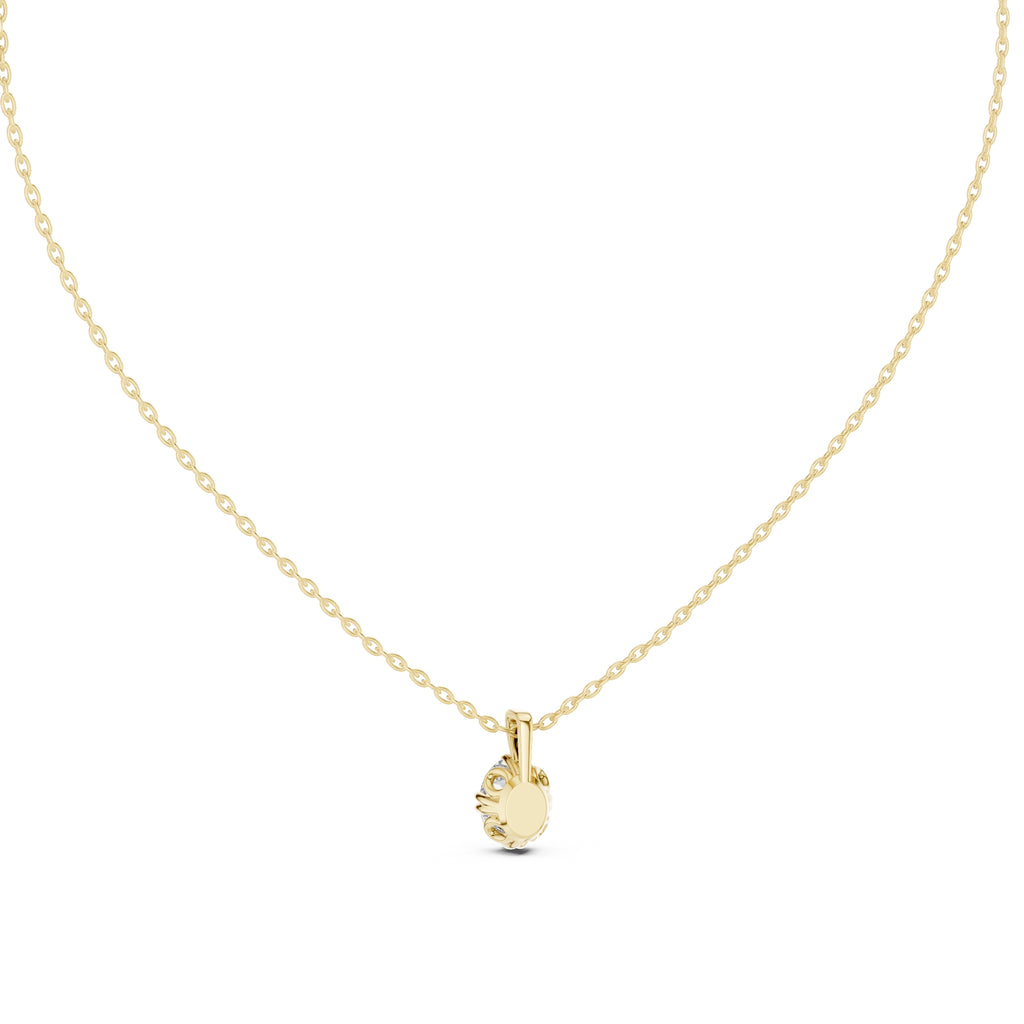 Classic 1.00ct Single Stone Oval Labgrown Diamond Necklace 1ct Yellow Gold