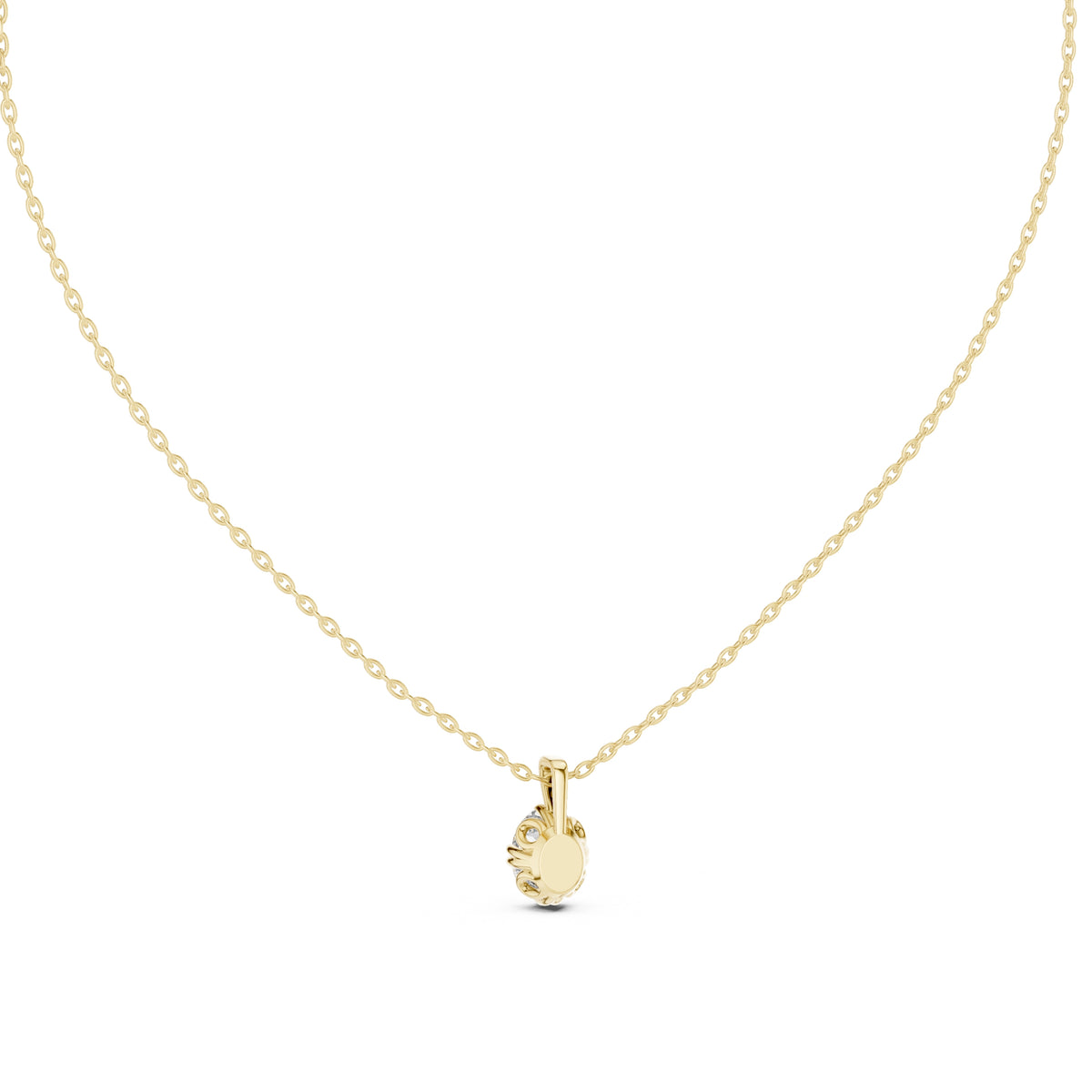 Classic 1.00ct Single Stone Oval Labgrown Diamond Necklace 1ct Yellow Gold