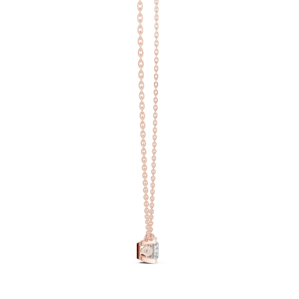 Modern 1ct Princess-Cut Labgrown Diamond Necklace 1ct Rose Gold