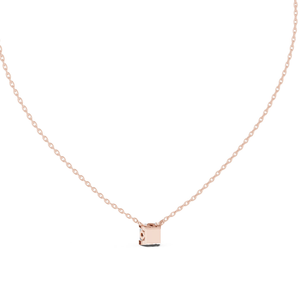 Modern 1ct Princess-Cut Labgrown Diamond Necklace 1ct Rose Gold