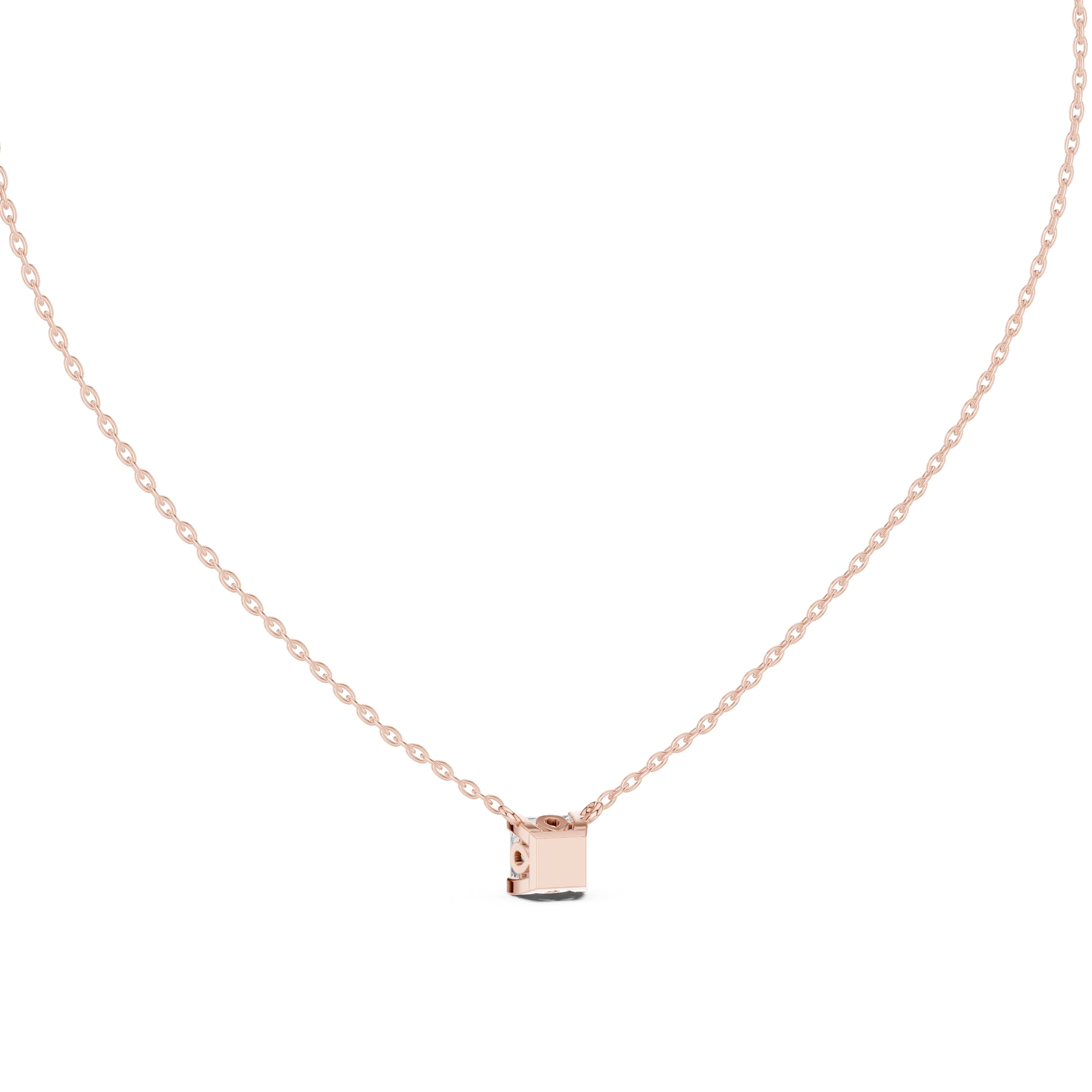 Modern 1ct Princess-Cut Labgrown Diamond Necklace 1ct Rose Gold
