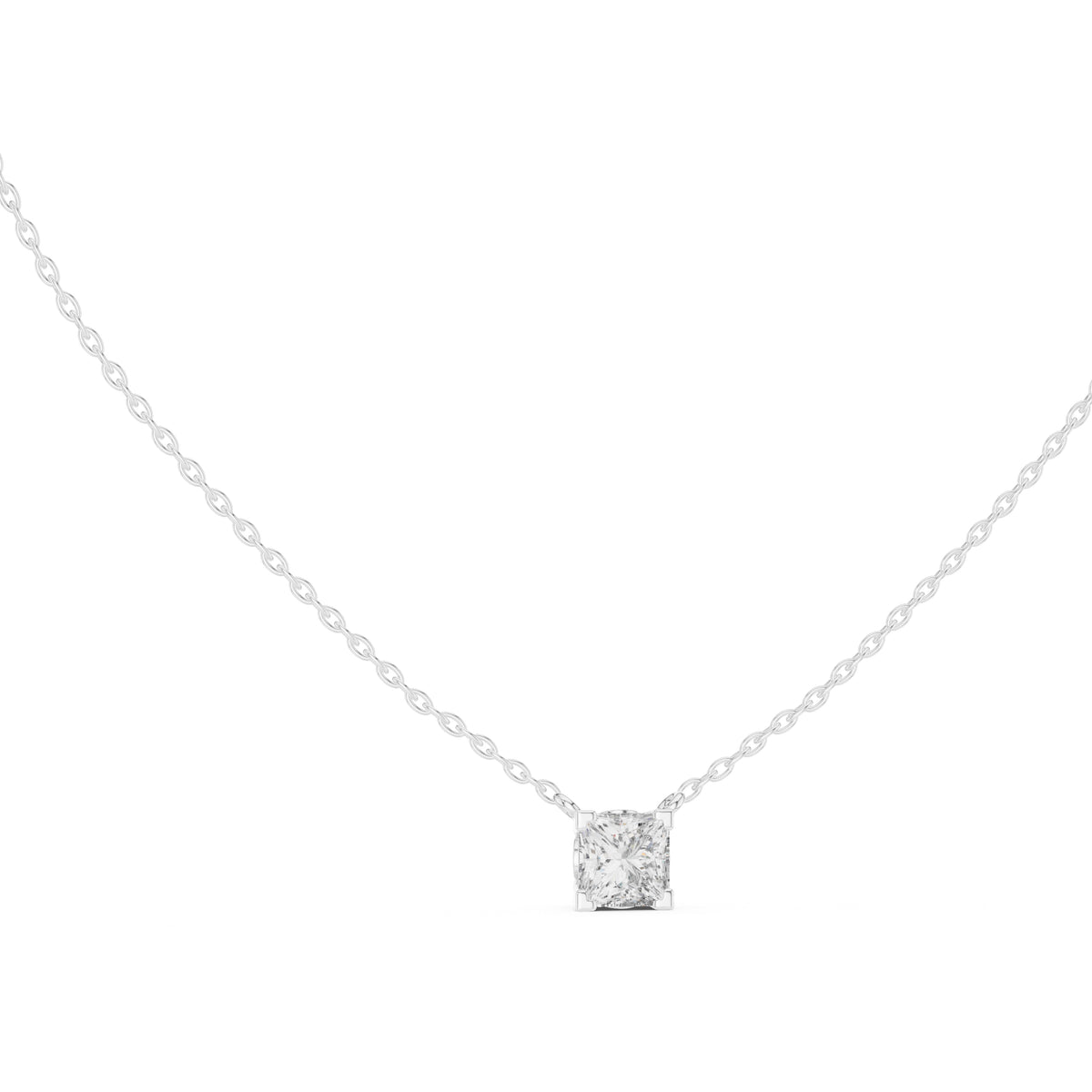 Modern 1ct Princess-Cut Labgrown Diamond Necklace 1ct White Gold